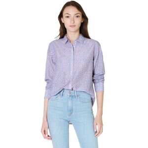 Xirena Beau Long Sleeve Shirt Silk Blue Floral Women’s XS Lightweight Boyfriend